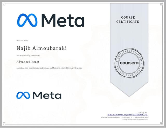 Meta - Advanced React Professional Certificate thumbnail